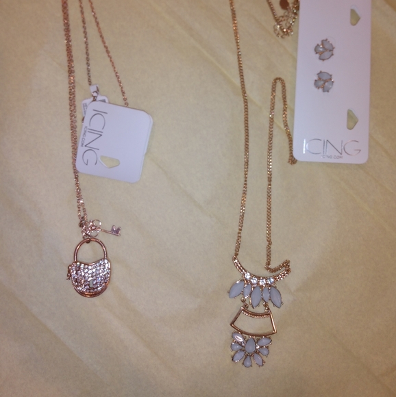 2 Icing Gold Color Long Necklaces New - Picture 1 of 8